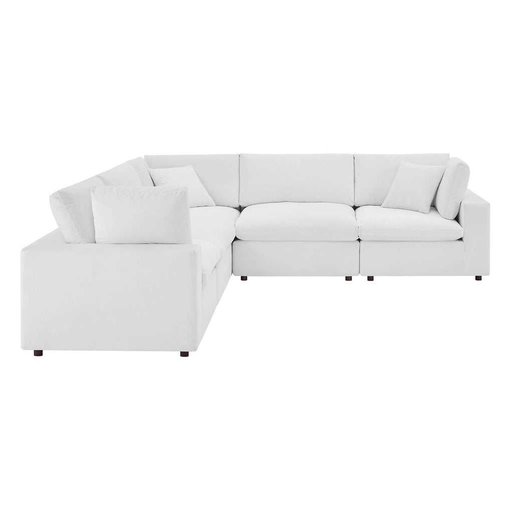 modular 5-Piece Down Filled Overstuffed Performance Velvet Sectional Sofa
