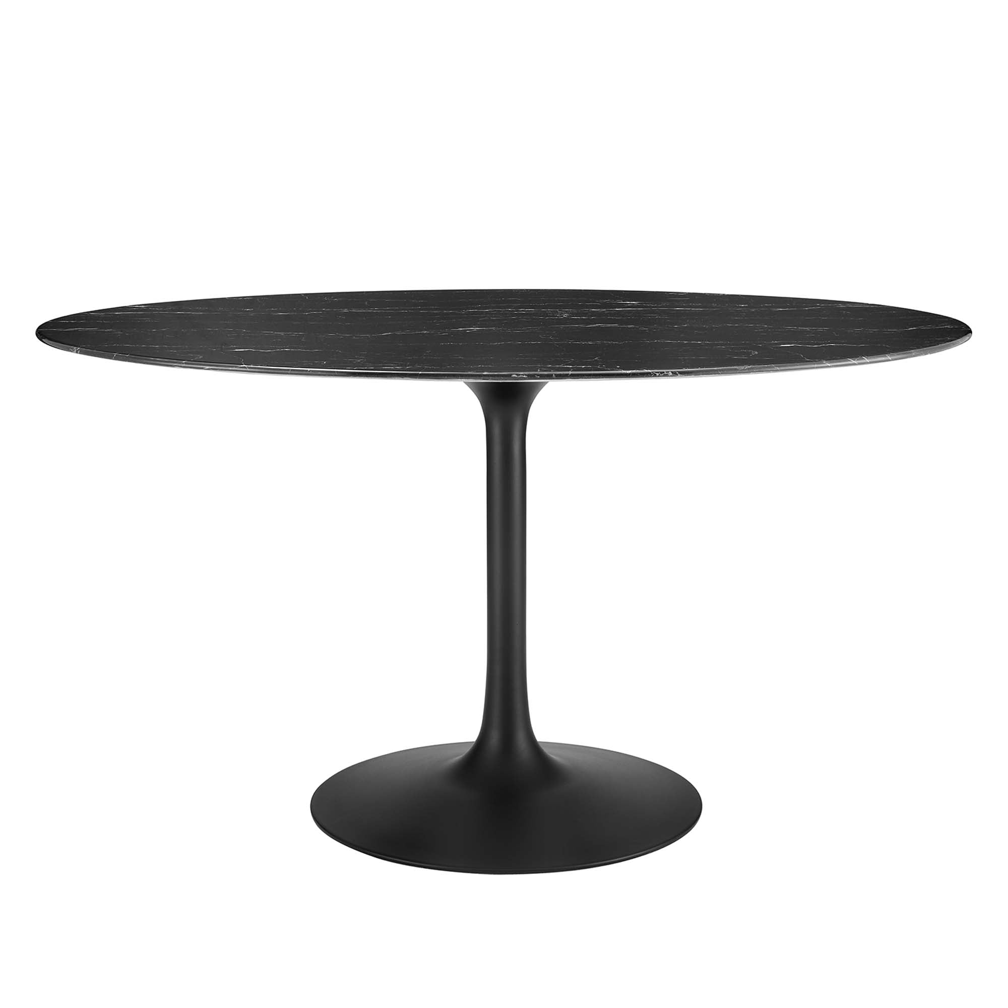 Lippa Oval Artificial Marble Dining Table - EEI-4880-BLK-BLK