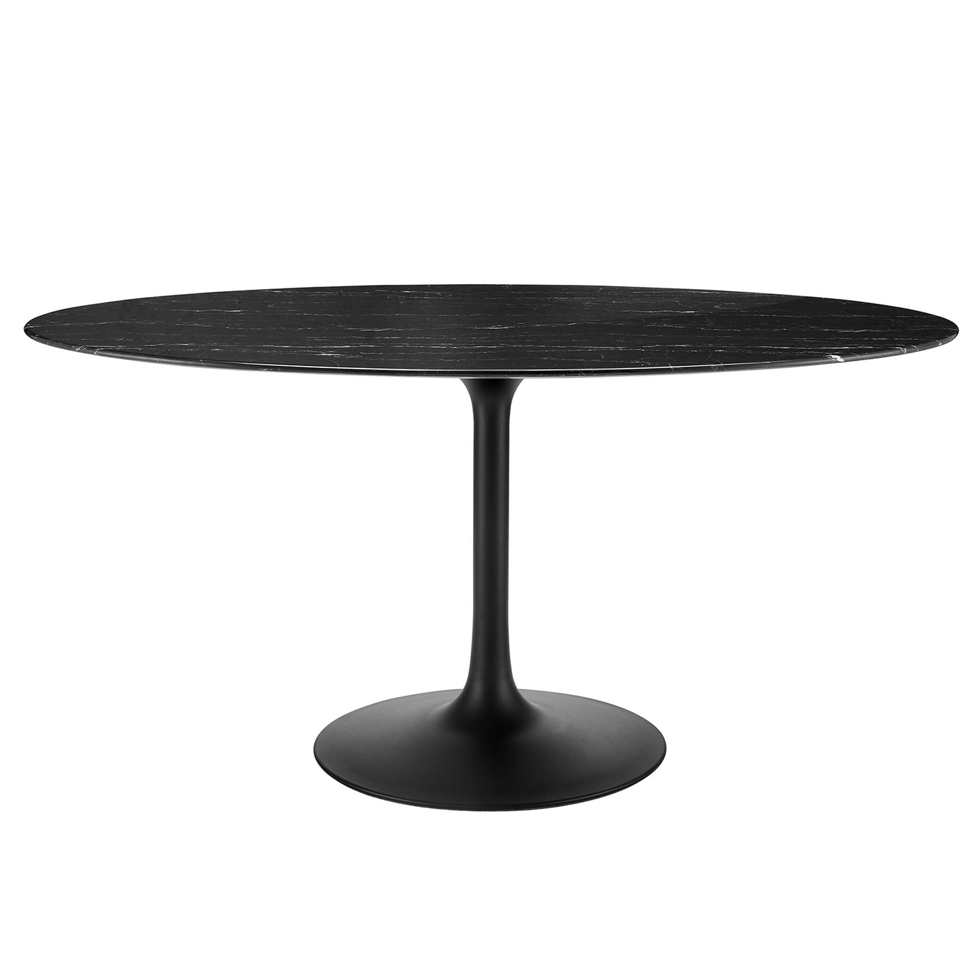 Lippa Oval Artificial Marble Dining Table - EEI-4881-BLK-BLK