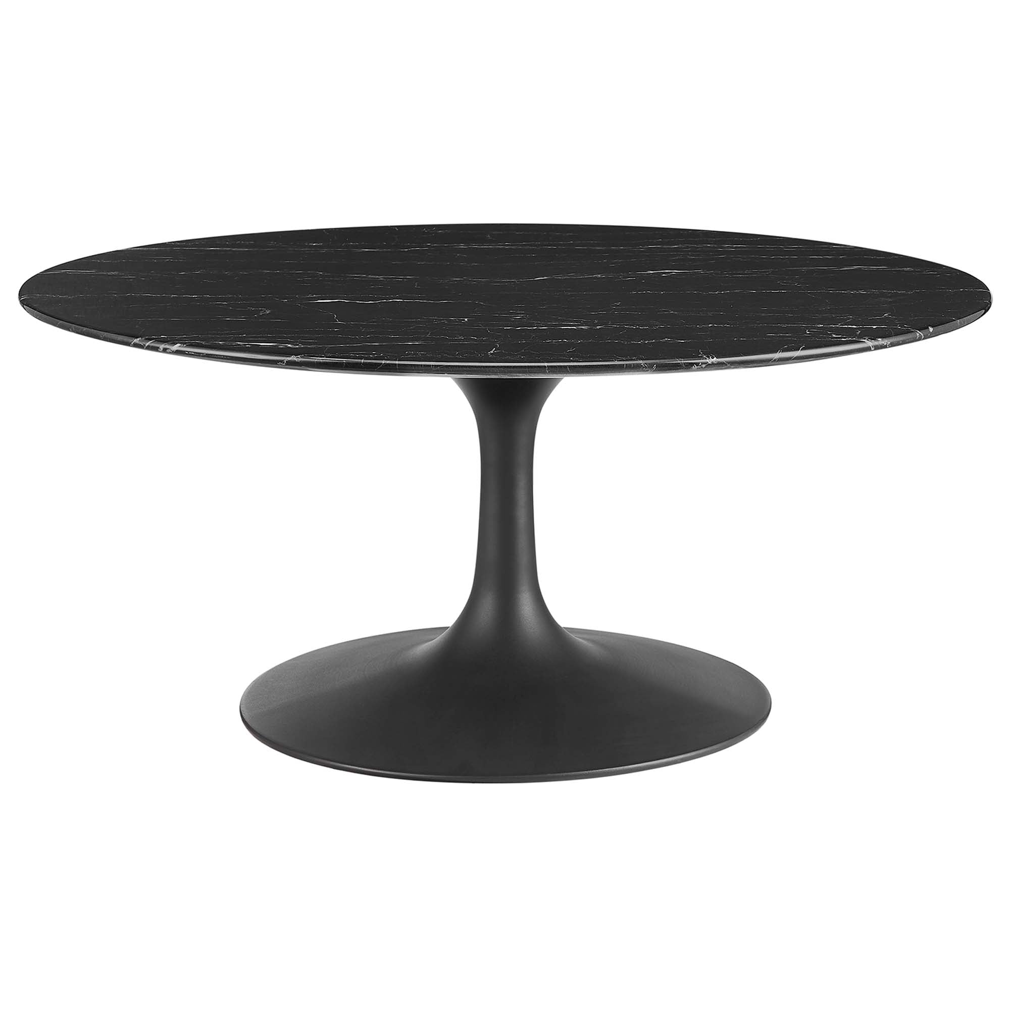 Lippa Round Artificial Marble Coffee Table - EEI-4884-BLK-BLK