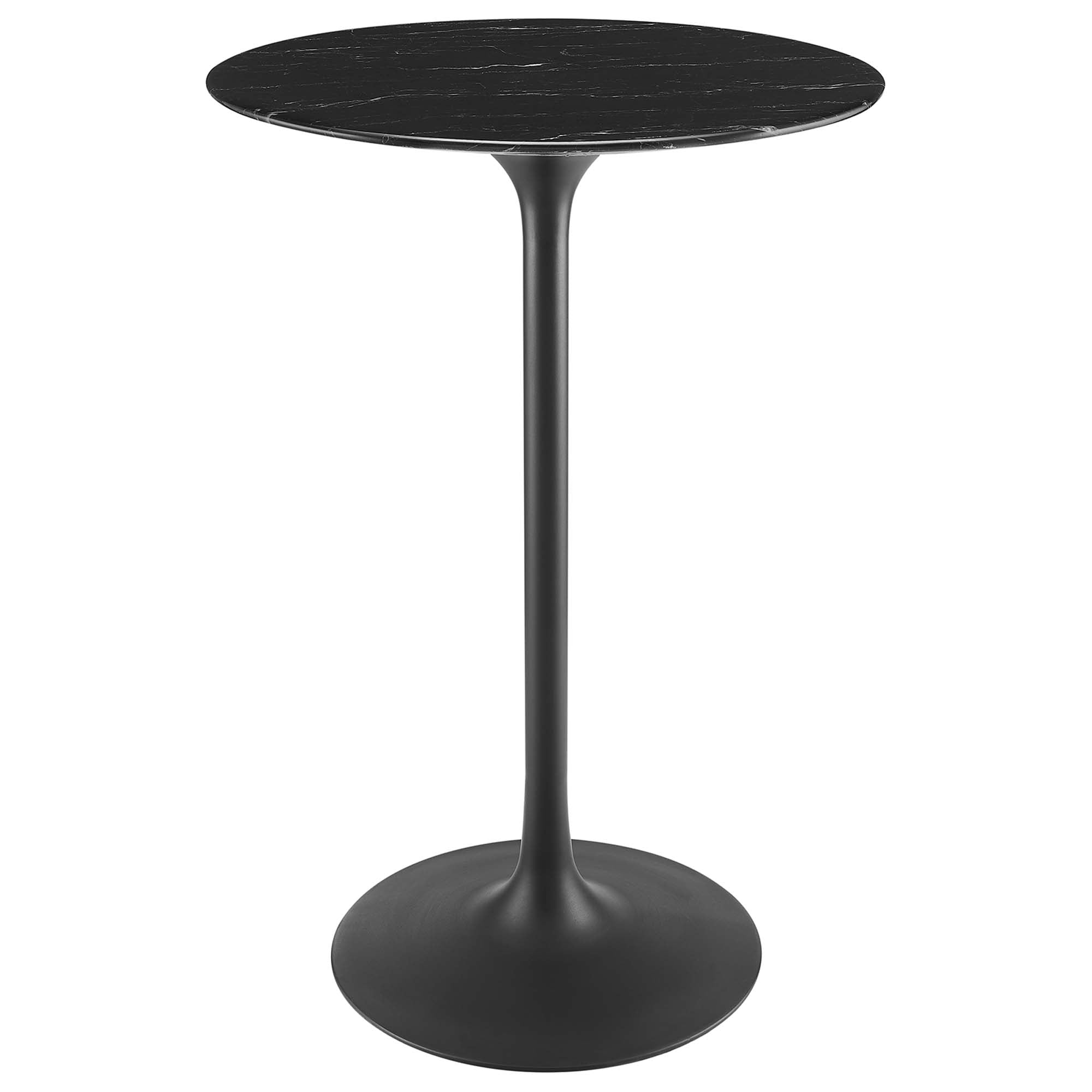 Lippa Round Artificial Marble Bar Table - EEI-4892-BLK-BLK