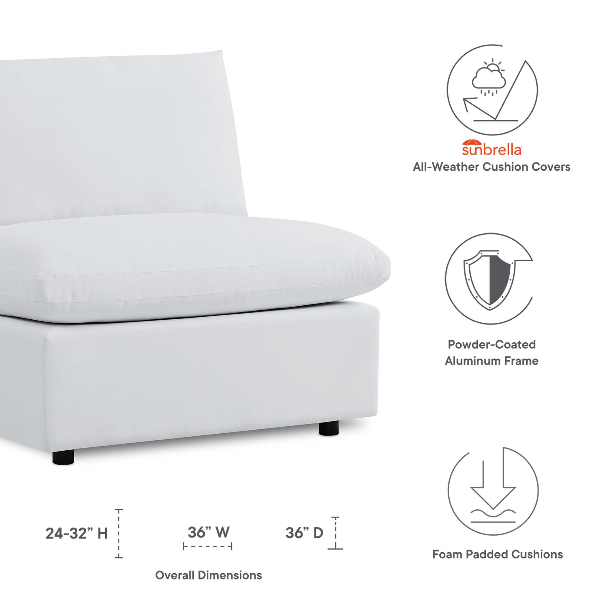 modular Sunbrella® Outdoor Patio Armless Chair