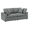 modular Down Filled Overstuffed Vegan Leather Loveseat
