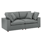 modular Down Filled Overstuffed Vegan Leather Loveseat