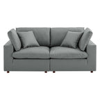 modular Down Filled Overstuffed Vegan Leather Loveseat