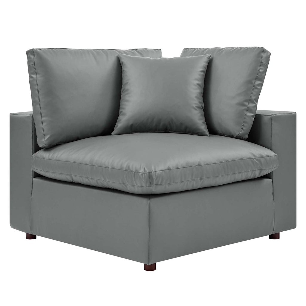 modular Down Filled Overstuffed Vegan Leather Loveseat