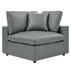 modular Down Filled Overstuffed Vegan Leather Loveseat
