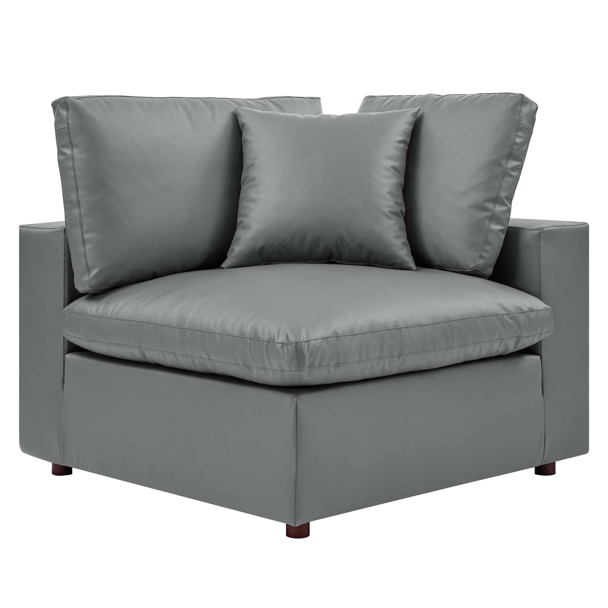 modular Down Filled Overstuffed Vegan Leather Loveseat