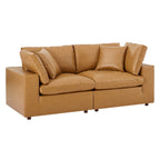 modular Down Filled Overstuffed Vegan Leather Loveseat