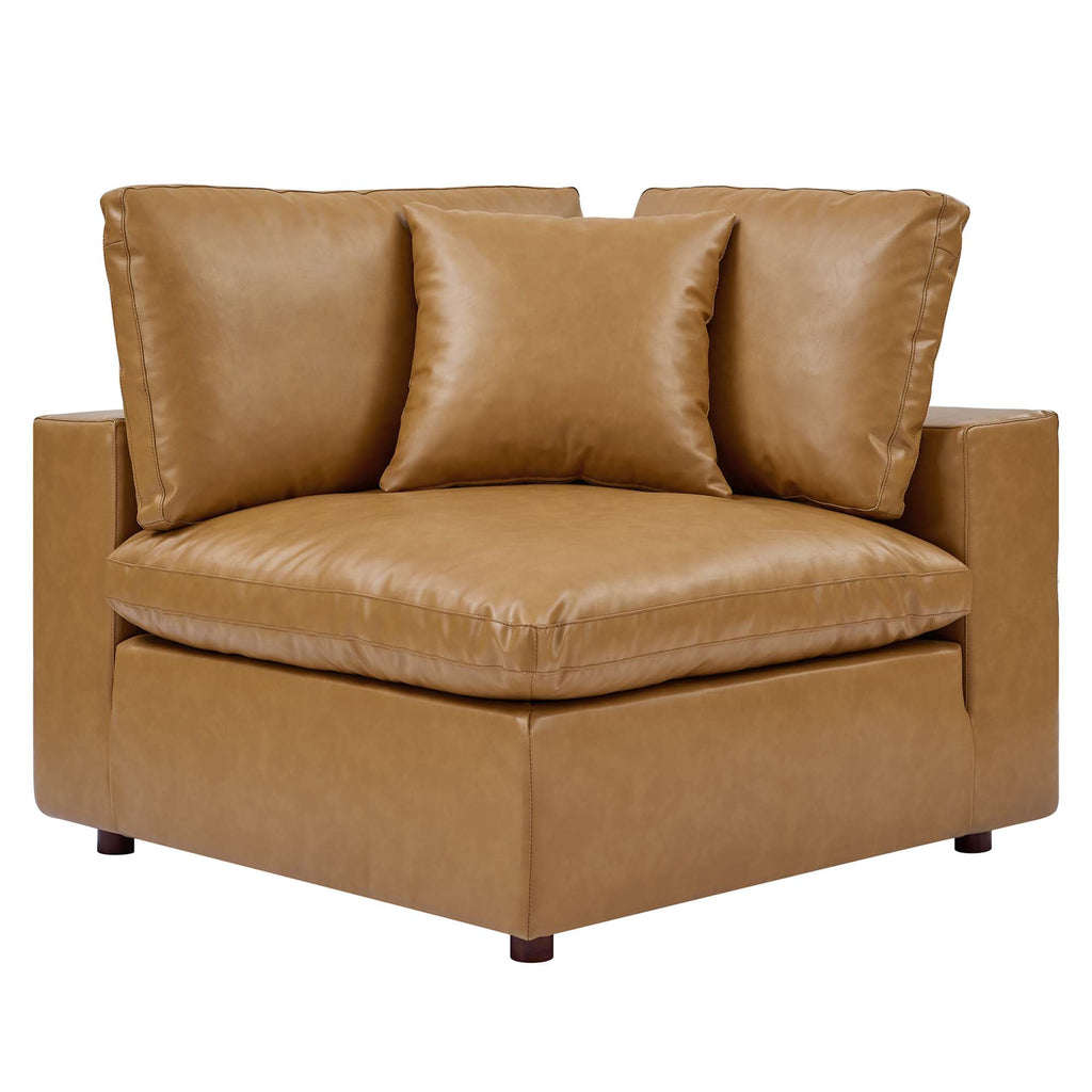 modular Down Filled Overstuffed Vegan Leather Loveseat