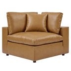 modular Down Filled Overstuffed Vegan Leather Loveseat