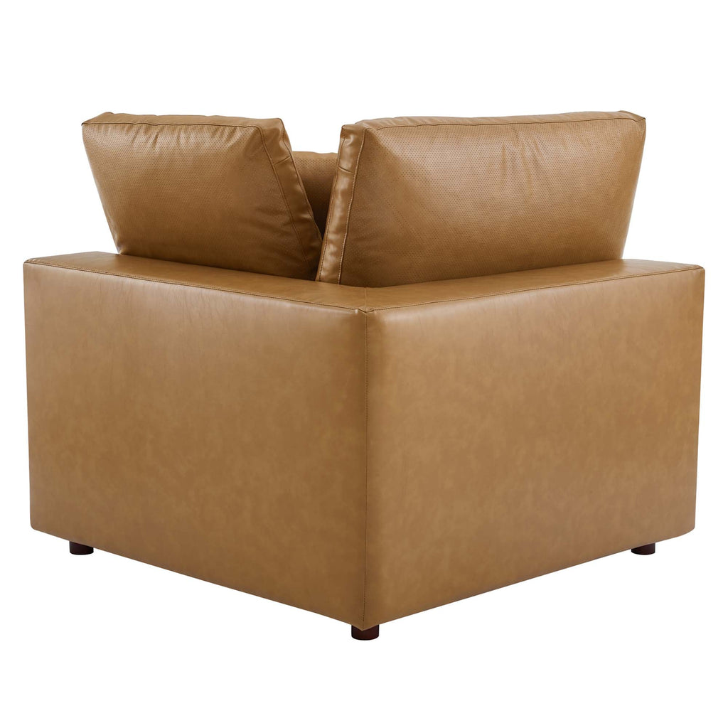 modular Down Filled Overstuffed Vegan Leather Loveseat