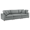 modular Down Filled Overstuffed Vegan Leather 3-Seater Sofa