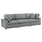 modular Down Filled Overstuffed Vegan Leather 3-Seater Sofa
