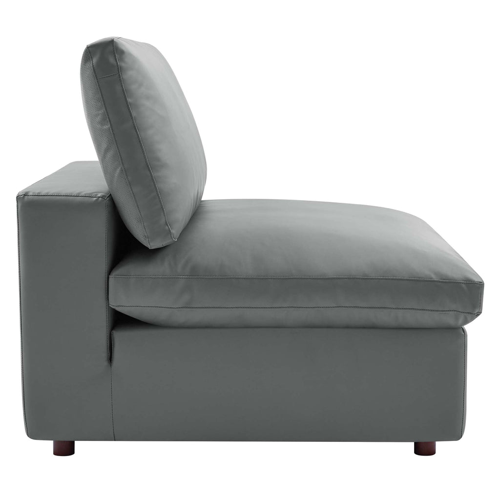 modular Down Filled Overstuffed Vegan Leather 3-Seater Sofa