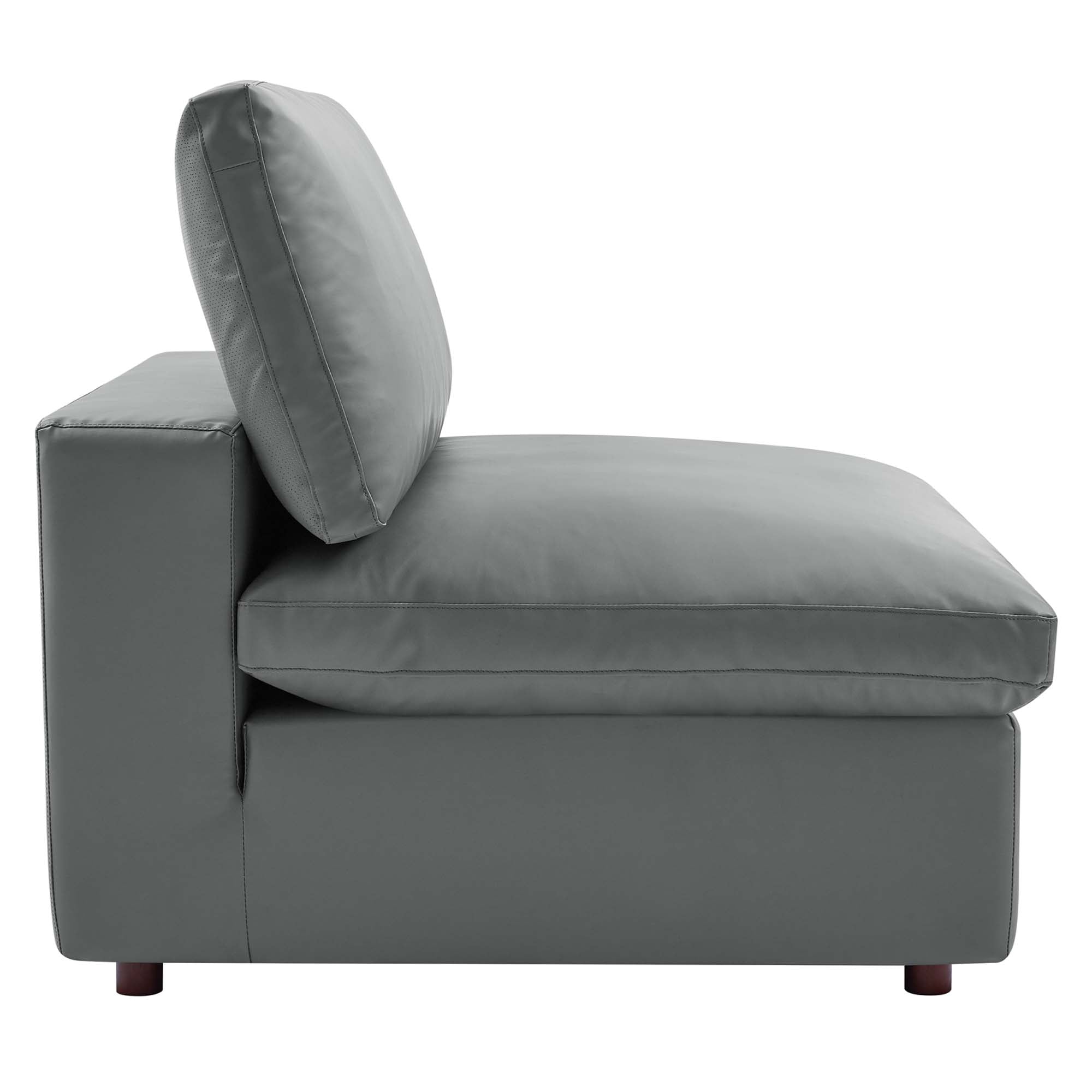 modular Down Filled Overstuffed Vegan Leather 4-Seater Sofa