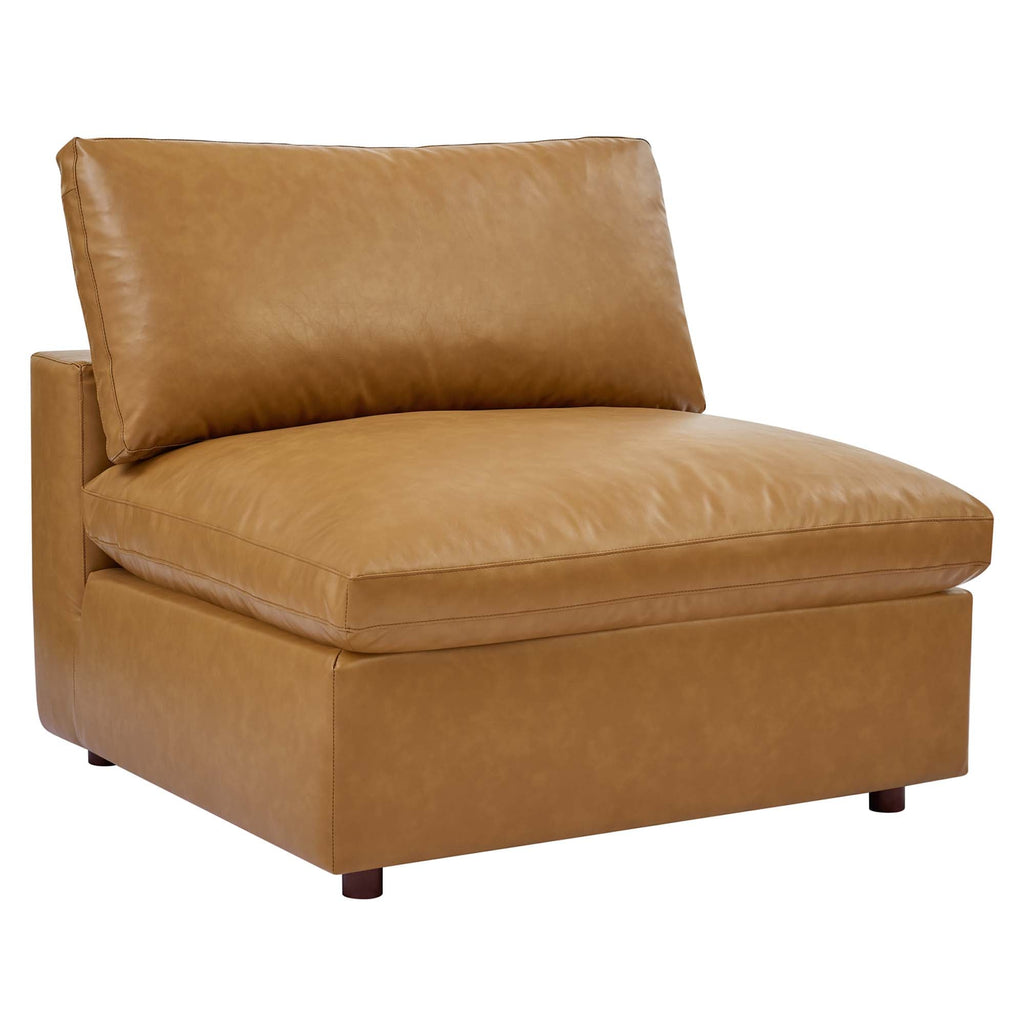 modular Down Filled Overstuffed Vegan Leather 4-Seater Sofa