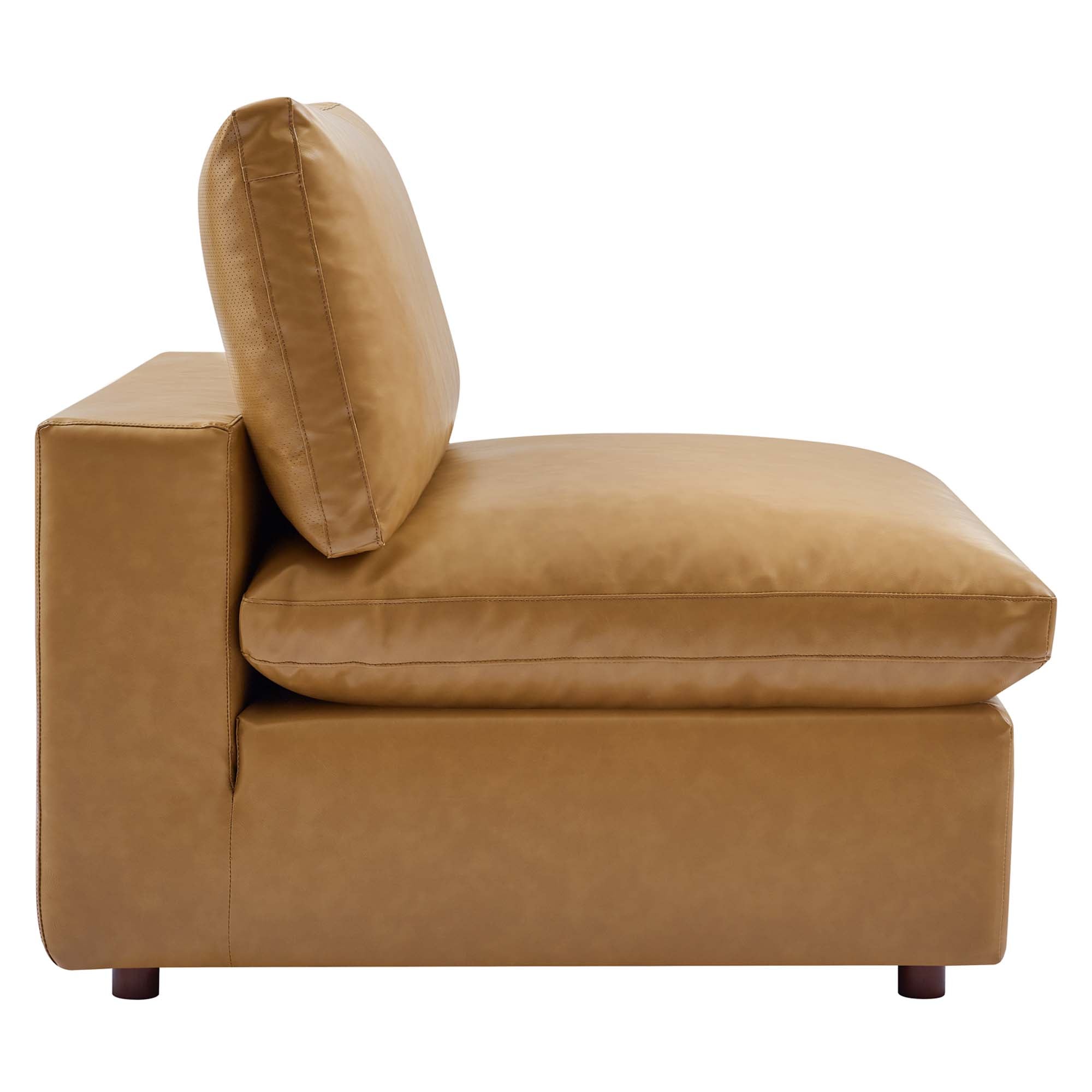 modular Down Filled Overstuffed Vegan Leather 4-Seater Sofa