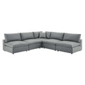 modular 5-Piece Down Filled Overstuffed Vegan Leather Sectional Sofa