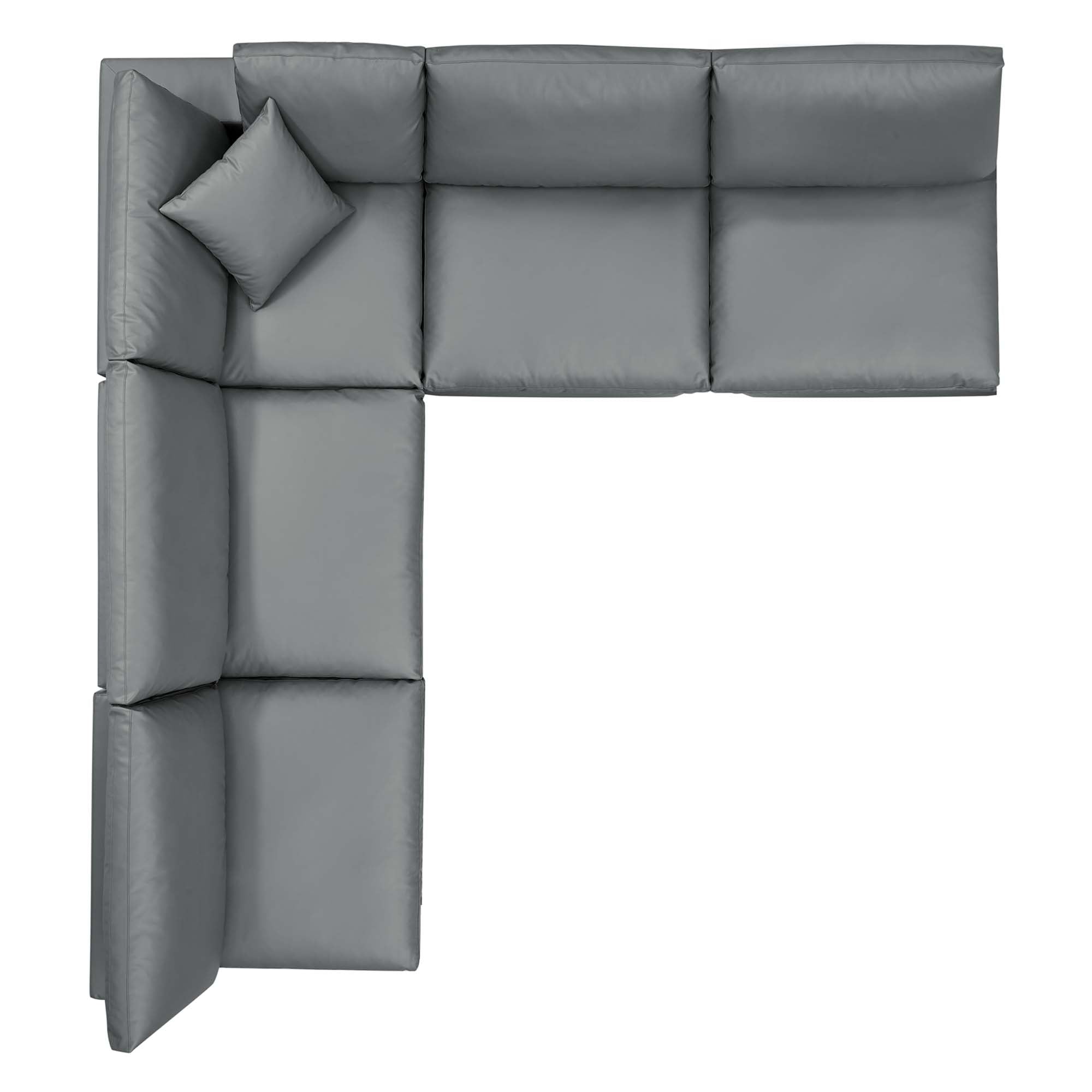 modular 5-Piece Down Filled Overstuffed Vegan Leather Sectional Sofa