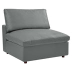 modular 5-Piece Down Filled Overstuffed Vegan Leather Sectional Sofa