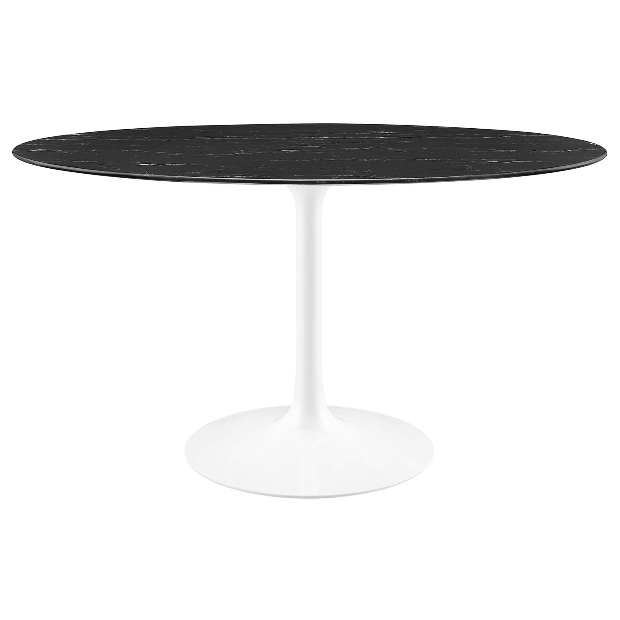 Lippa Oval Artificial Marble Dining Table - EEI-5185-WHI-BLK