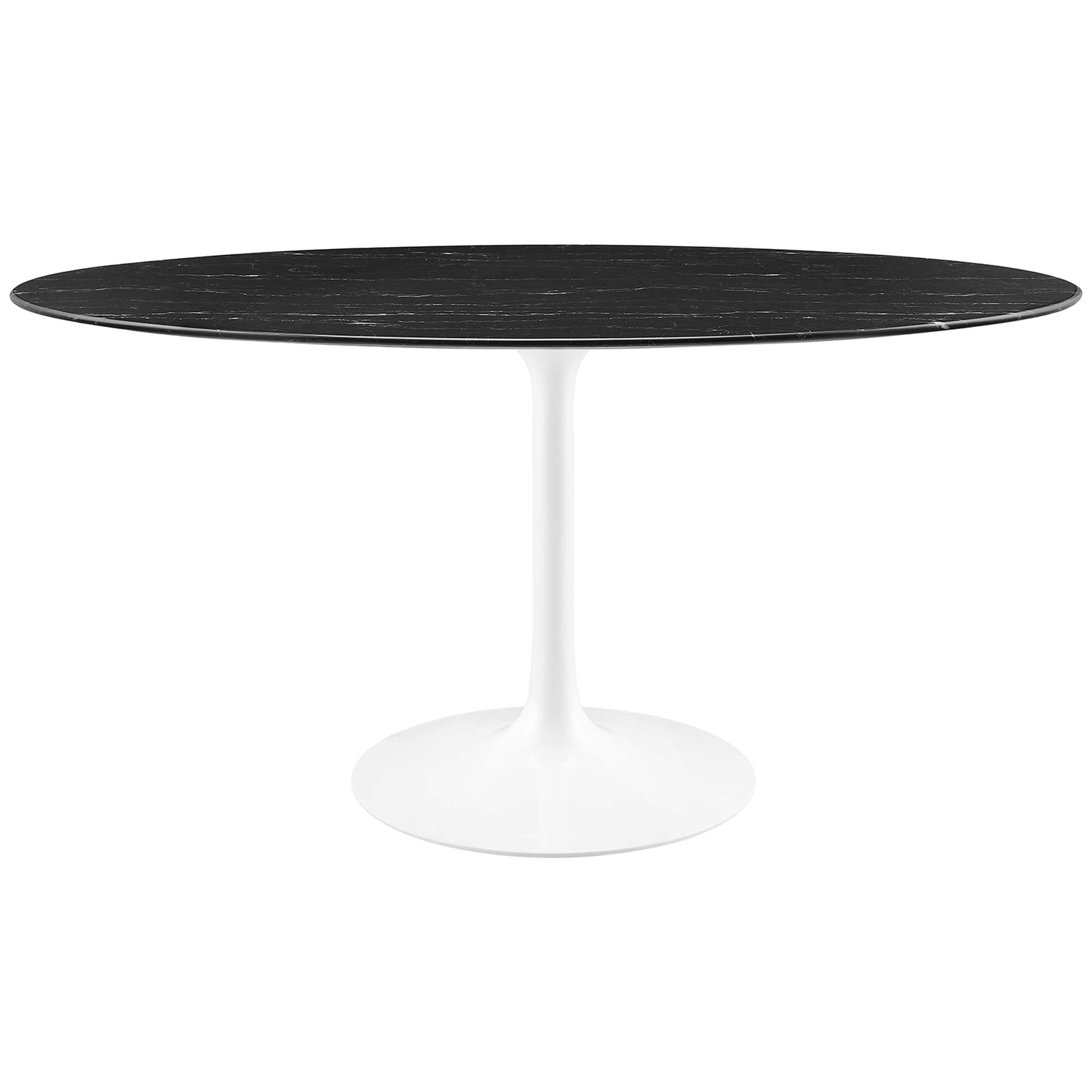 Lippa Oval Artificial Marble Dining Table - EEI-5186-WHI-BLK