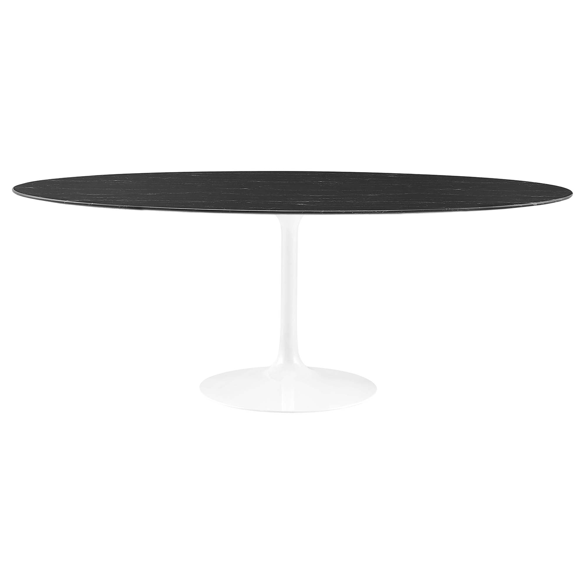Lippa Oval Artificial Marble Dining Table - EEI-5198-WHI-BLK