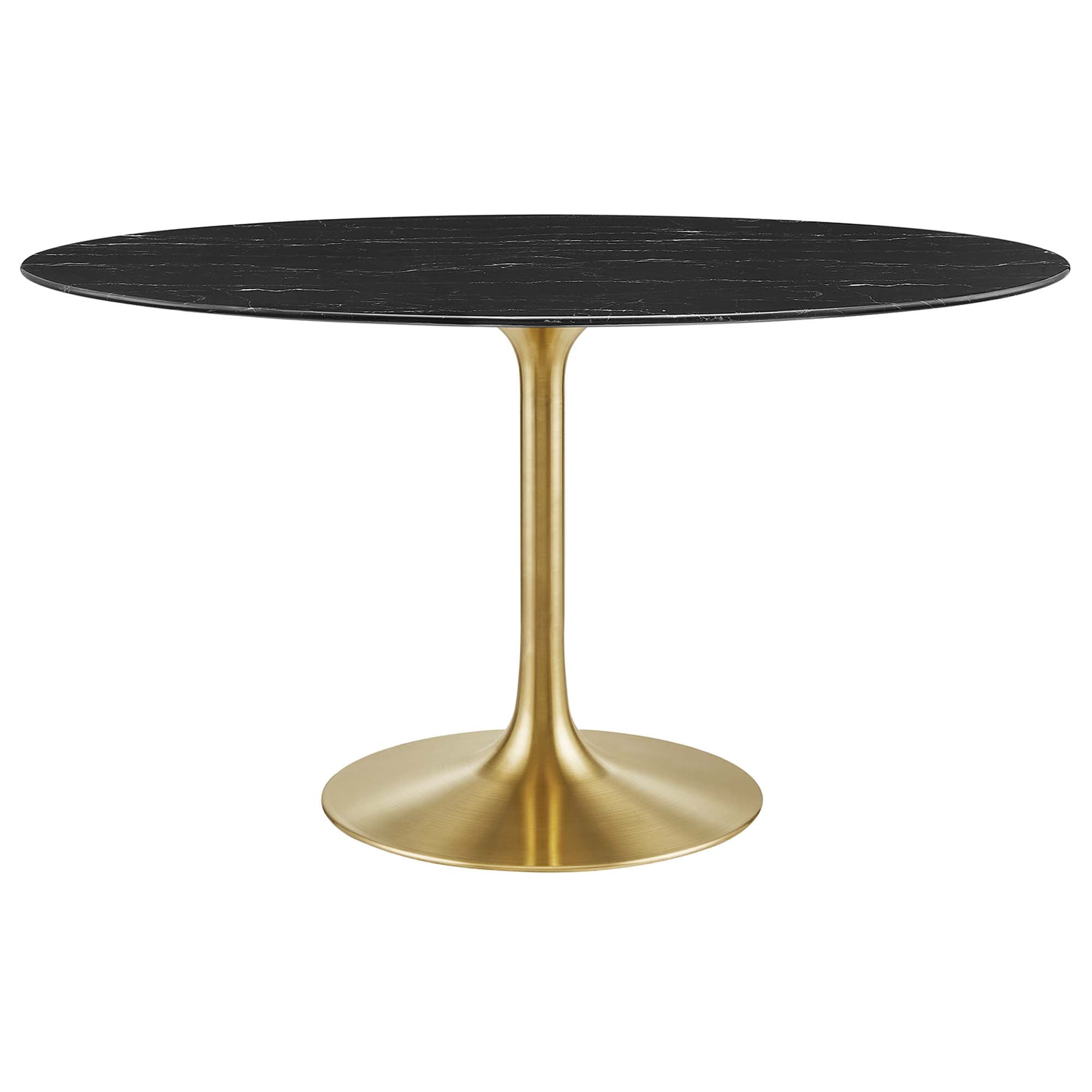 Lippa Oval Artificial Marble Dining Table - EEI-5242-GLD-BLK