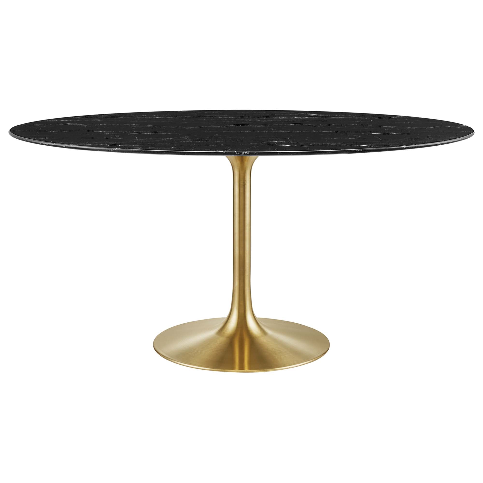 Lippa Oval Artificial Marble Dining Table - EEI-5243-GLD-BLK