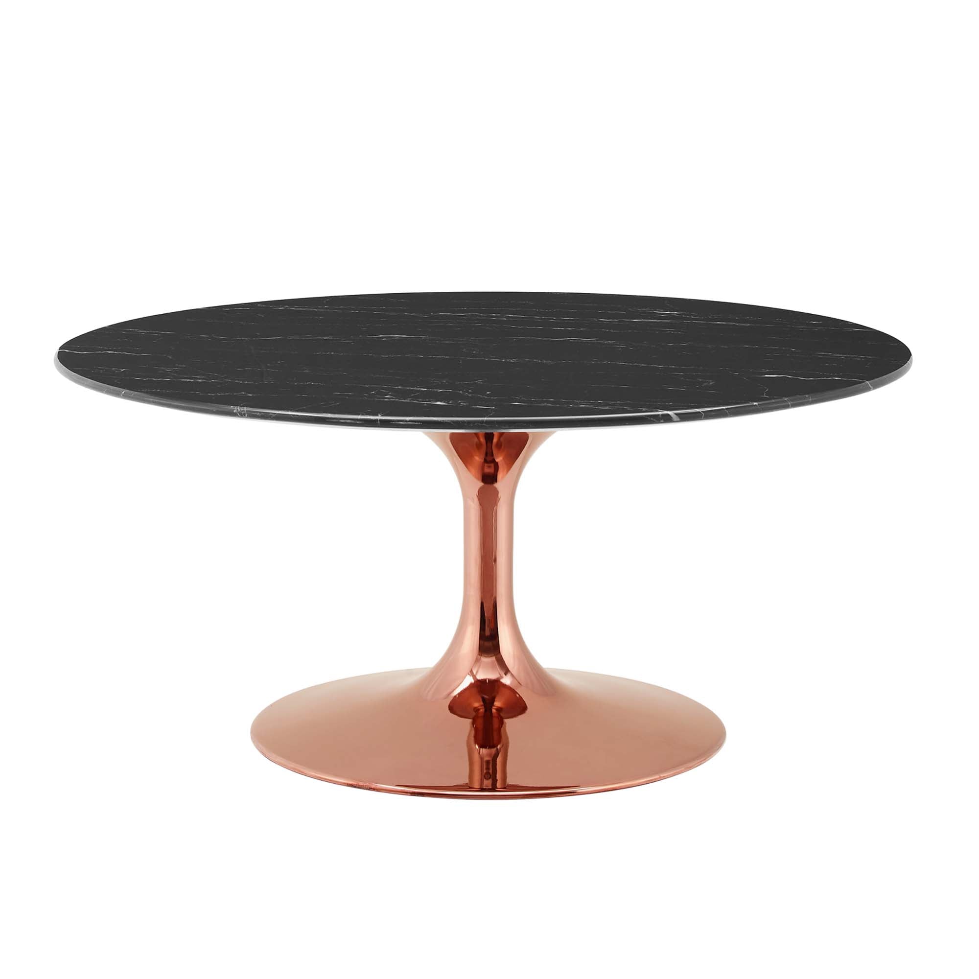 Lippa Round Artificial Marble Coffee Table - EEI-5281-ROS-BLK