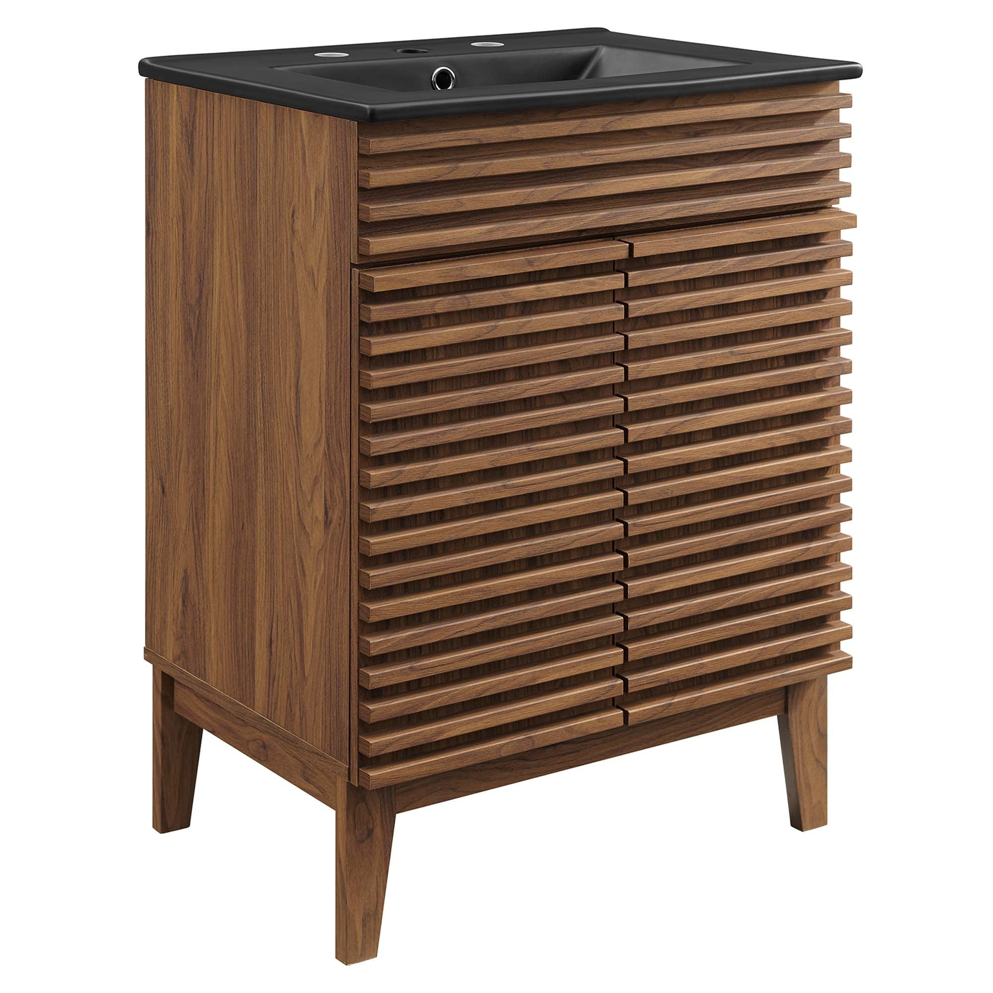 Render Bathroom Vanity with Black Basin Included - EEI-5350-WAL-BLK