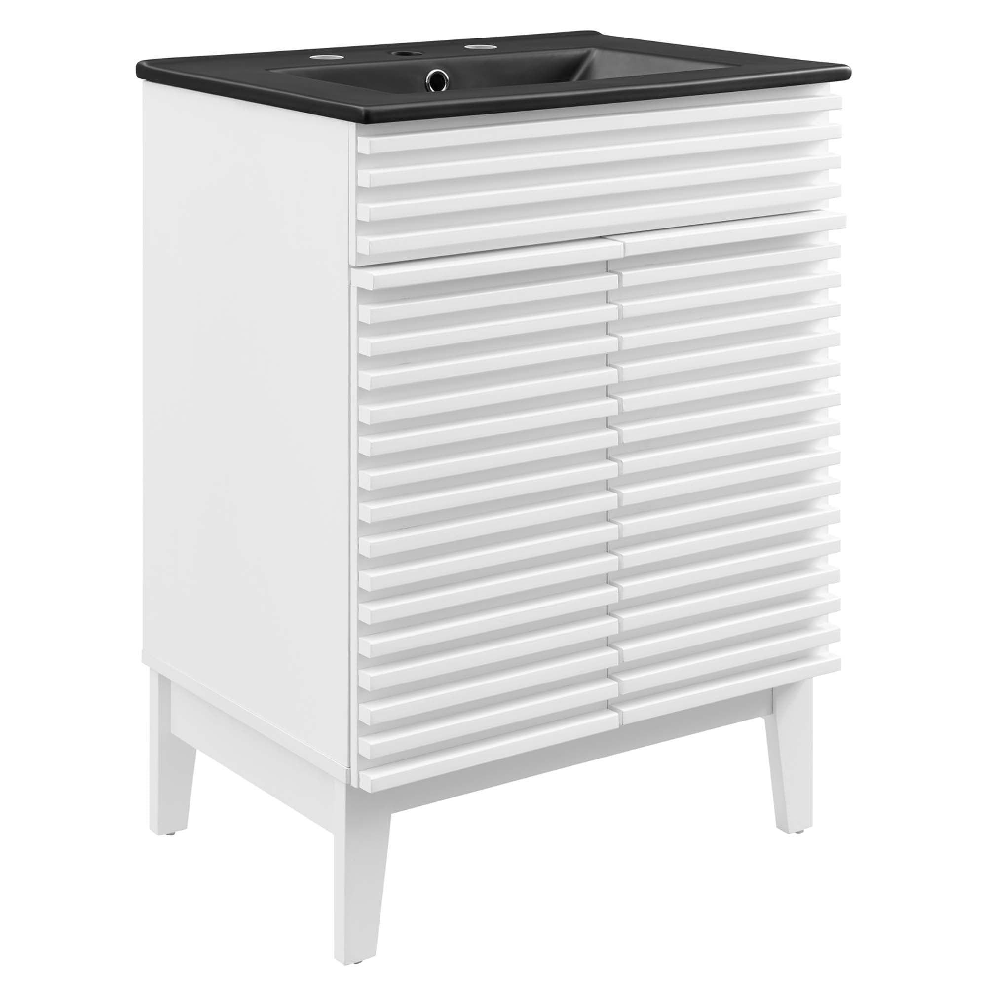 Render Bathroom Vanity with Black Basin Included - EEI-5350-WHI-BLK