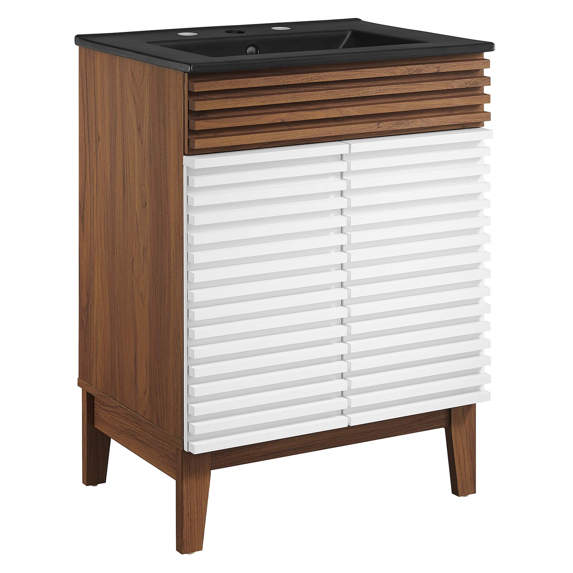 Render Bathroom Vanity with Black Basin Included - EEI-5350-WHI-WAL-BLK