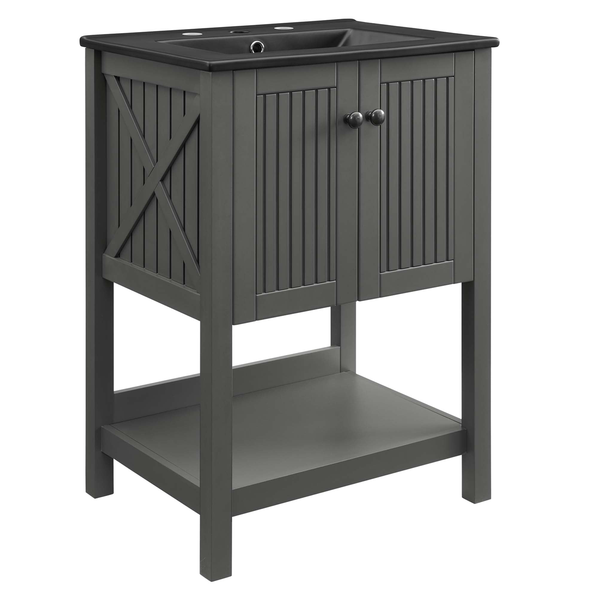 Steam Bathroom Vanity Basin Included - EEI-5360-GRY-BLK