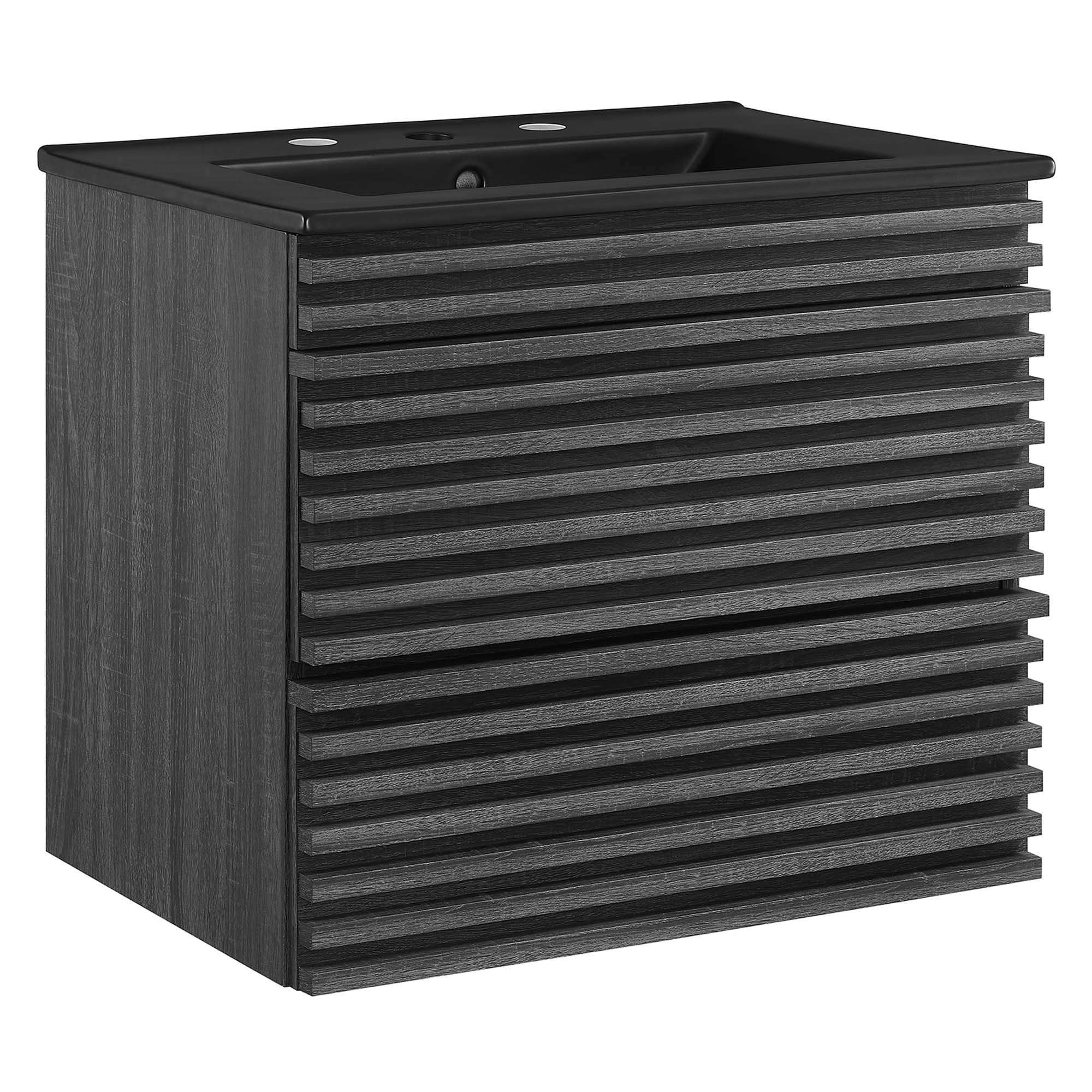 Render Wall-Mount Bathroom Vanity with Black Basin Included - EEI-5364-CHA-BLK