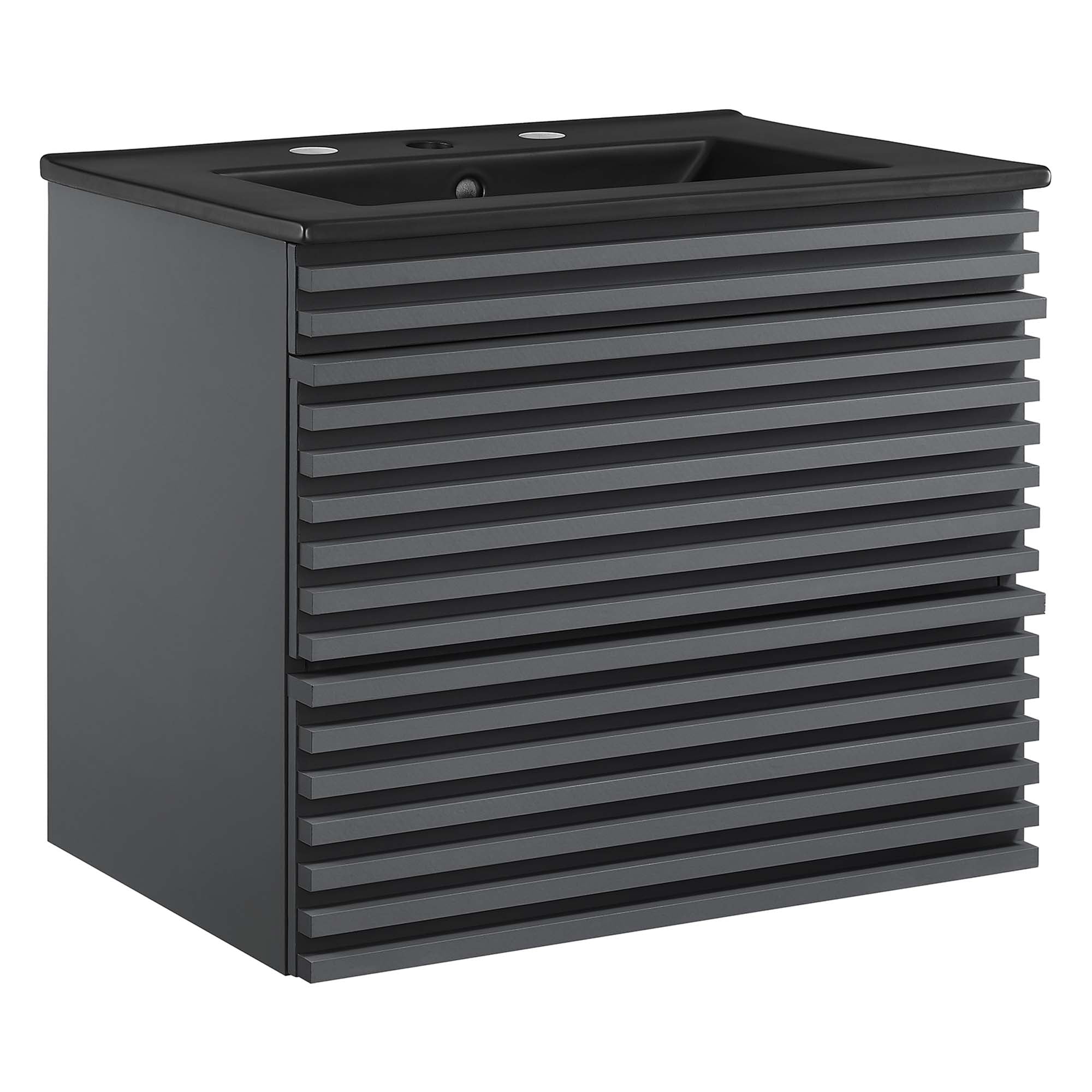 Render Wall-Mount Bathroom Vanity with Black Basin Included - EEI-5364-GRY-BLK