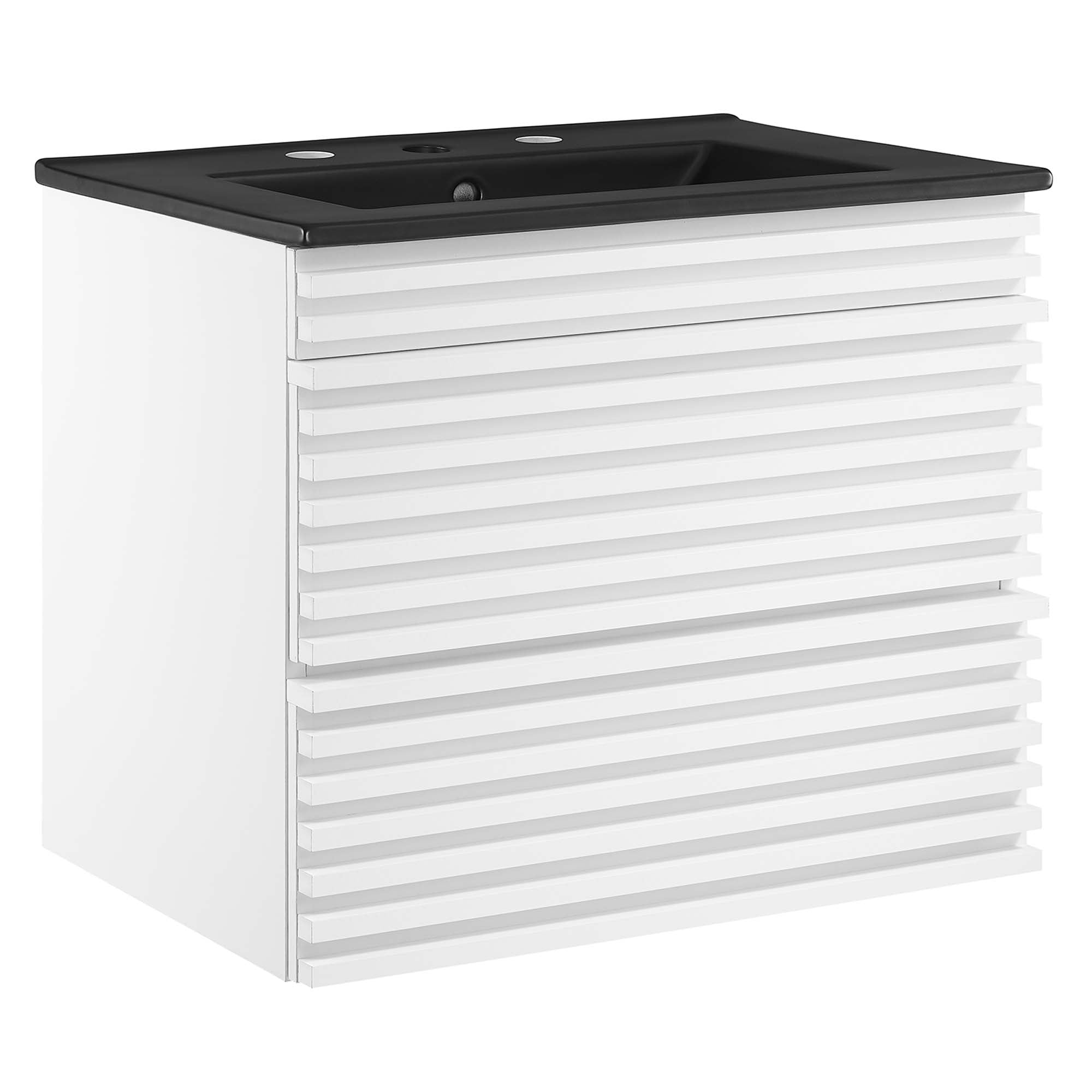 Render Wall-Mount Bathroom Vanity with Black Basin Included - EEI-5364-WHI-BLK