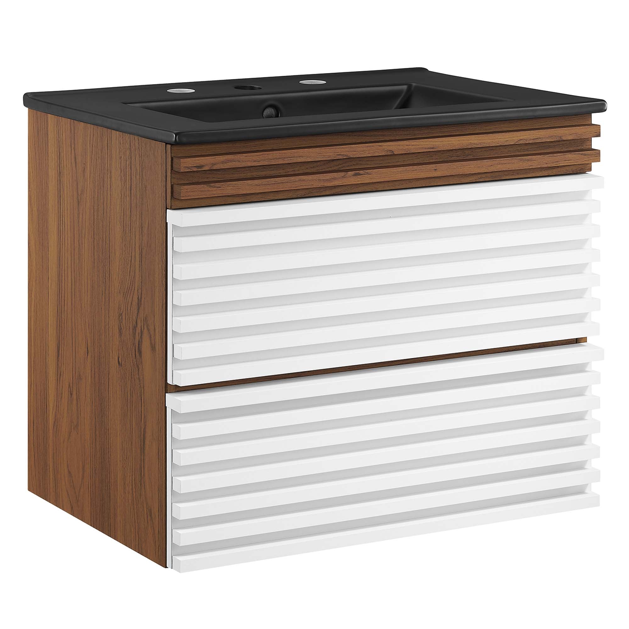 Render Wall-Mount Bathroom Vanity with Black Basin Included - EEI-5364-WHI-WAL-BLK