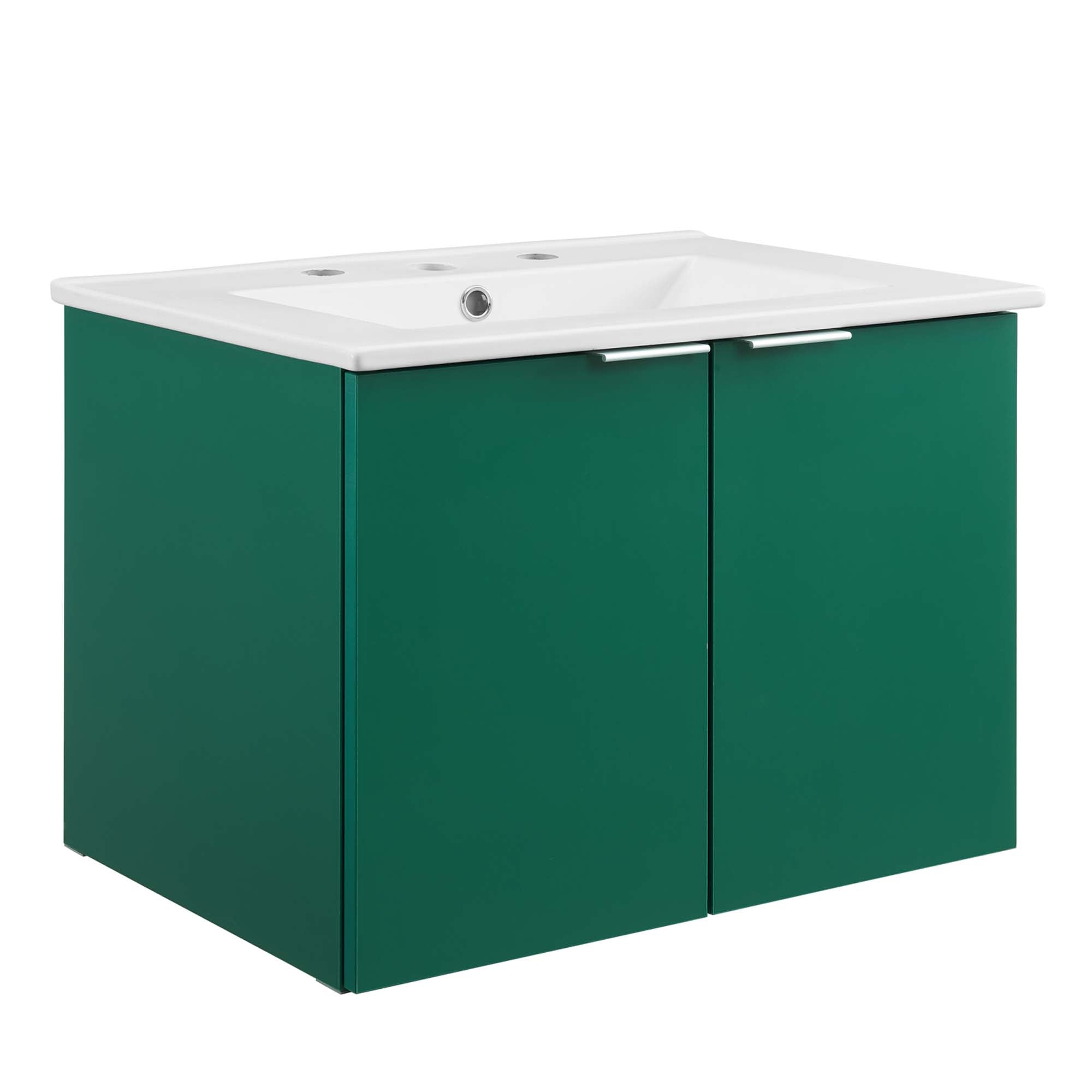 Maybelle Wall-Mount Bathroom Vanity Basin Included - EEI-5379-GRN-WHI