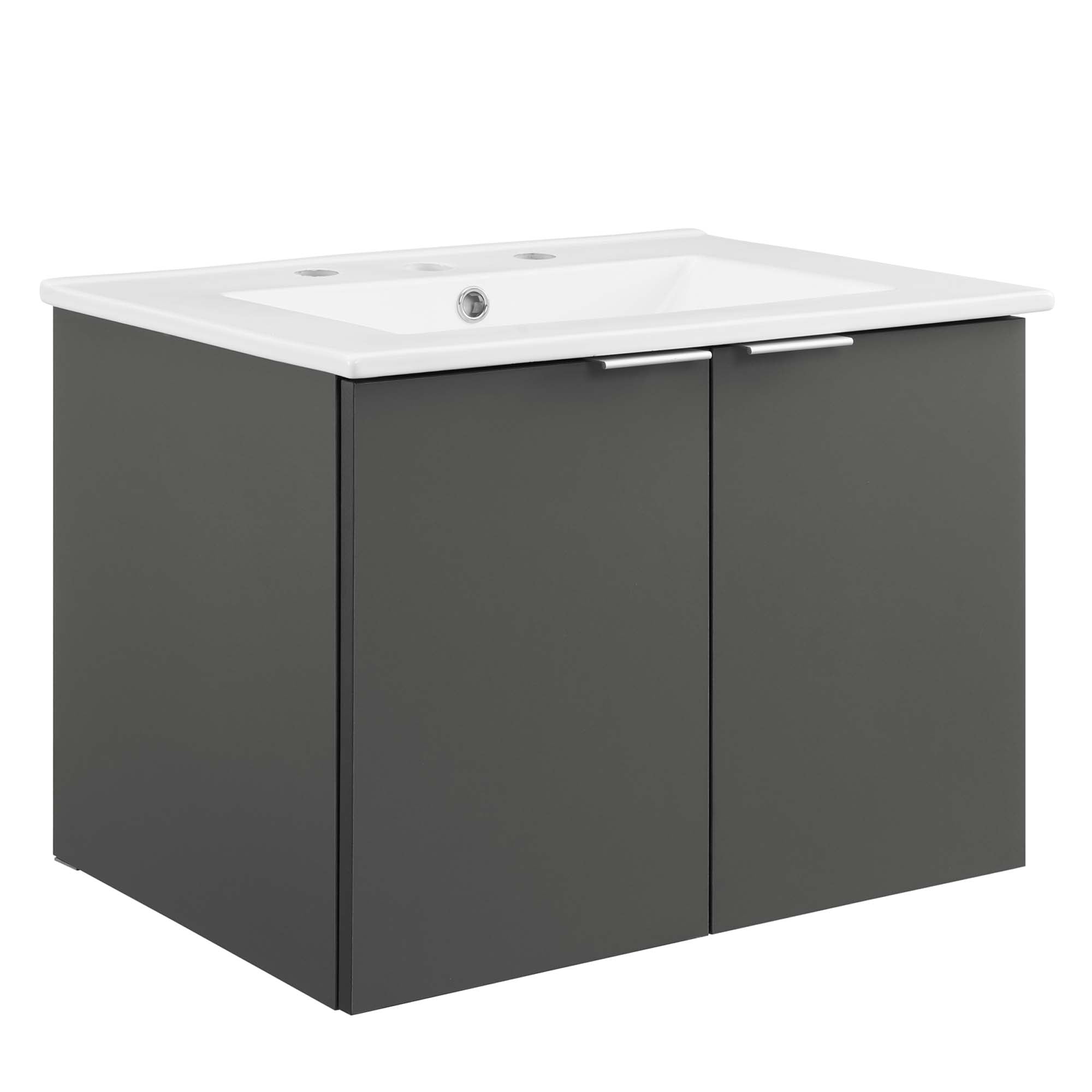 Maybelle Wall-Mount Bathroom Vanity Basin Included - EEI-5379-GRY-WHI