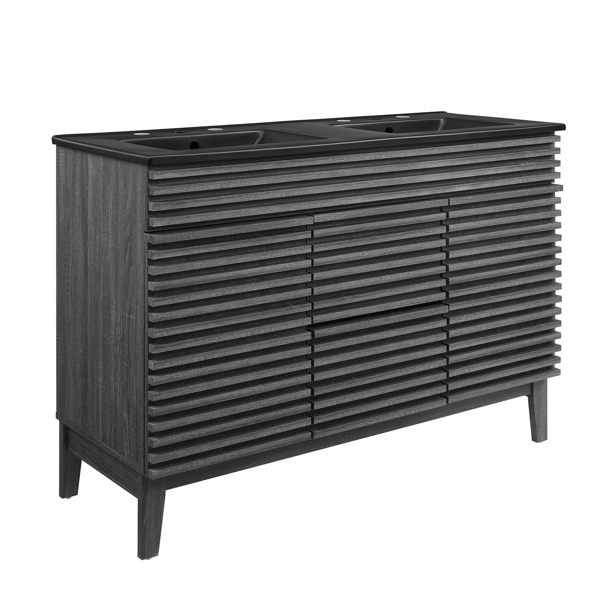 Render 48" Bathroom  Vanity with Black Basin Included - EEI-5381-CHA-BLK