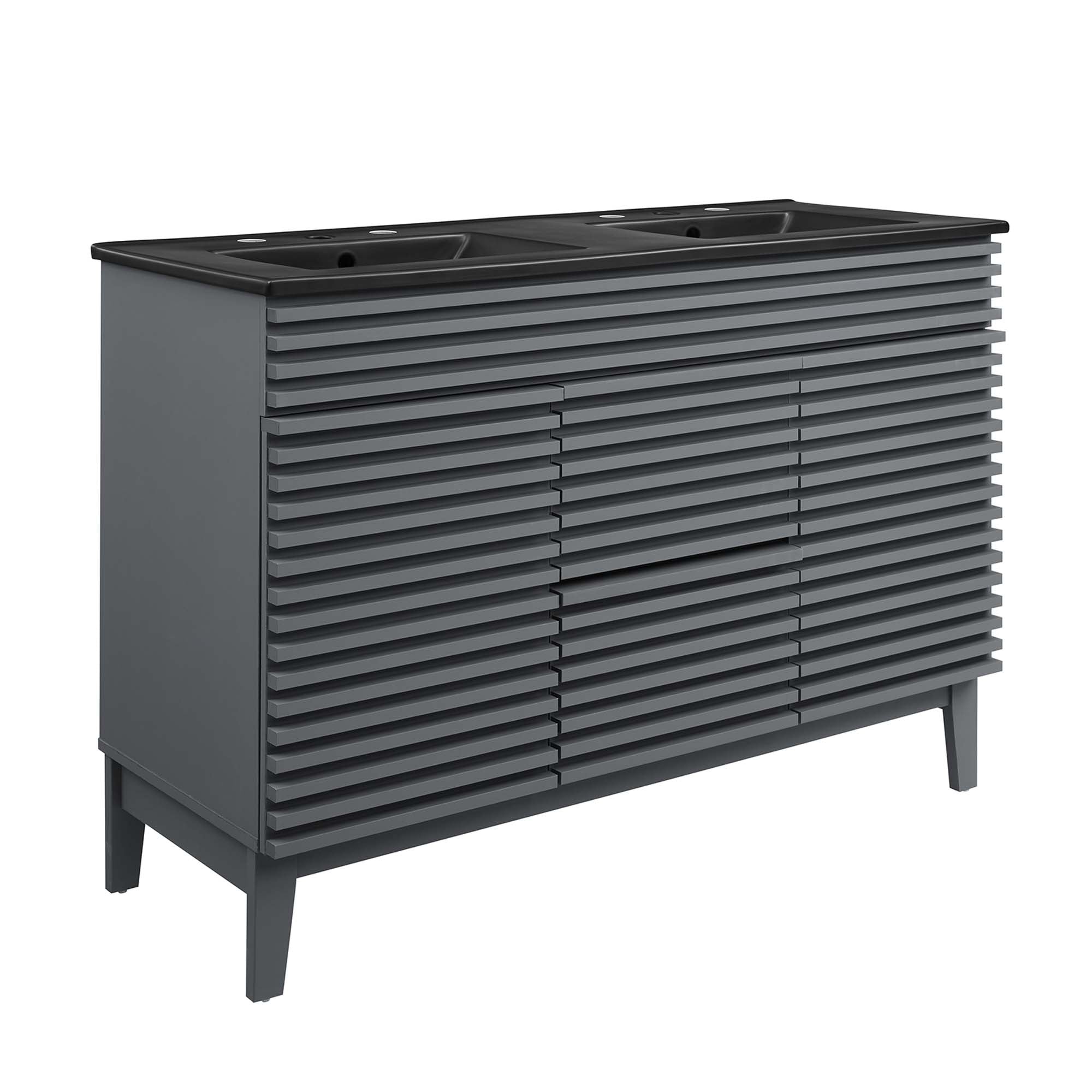 Render 48" Bathroom  Vanity with Black Basin Included - EEI-5381-GRY-BLK