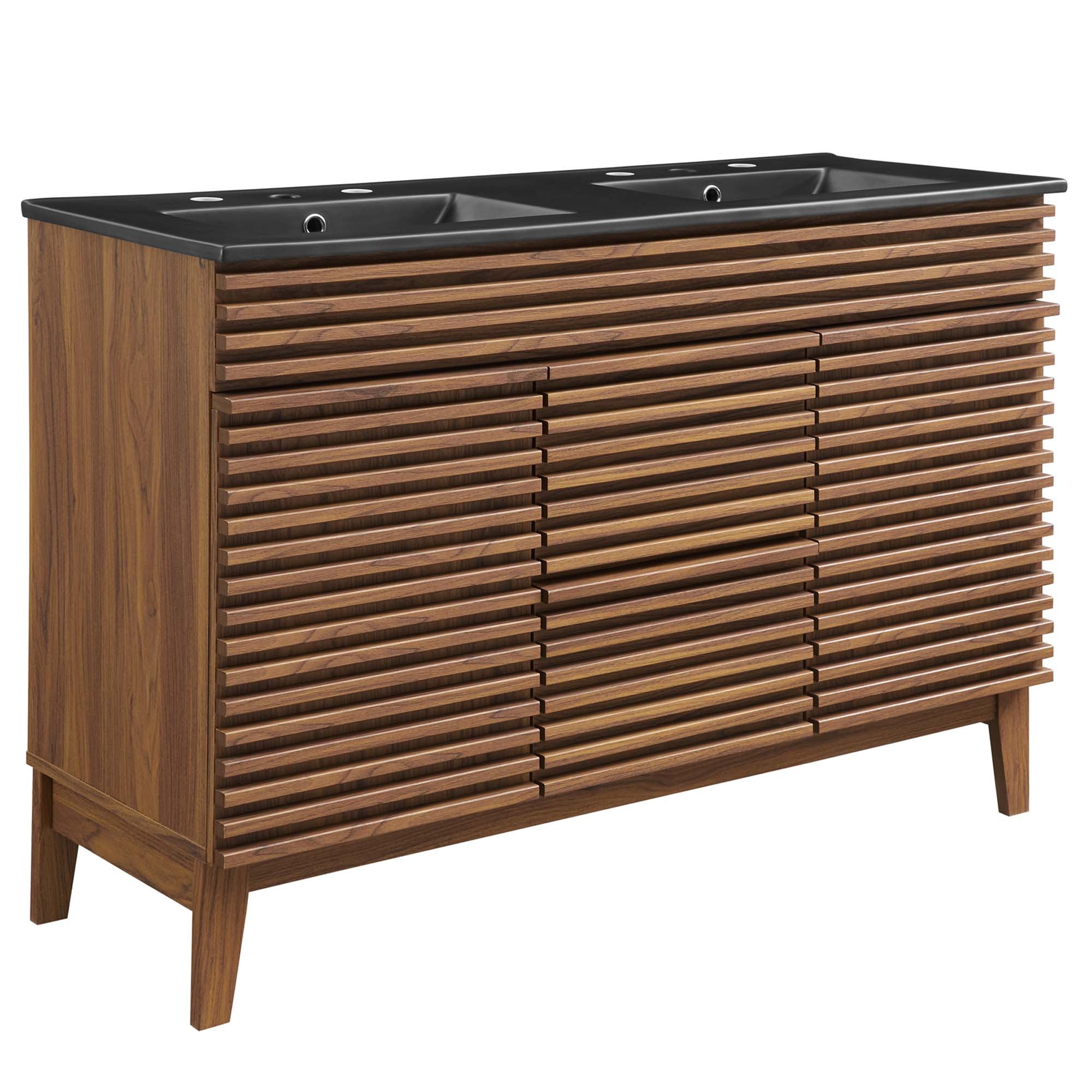 Render 48" Bathroom  Vanity with Black Basin Included - EEI-5381-WAL-BLK