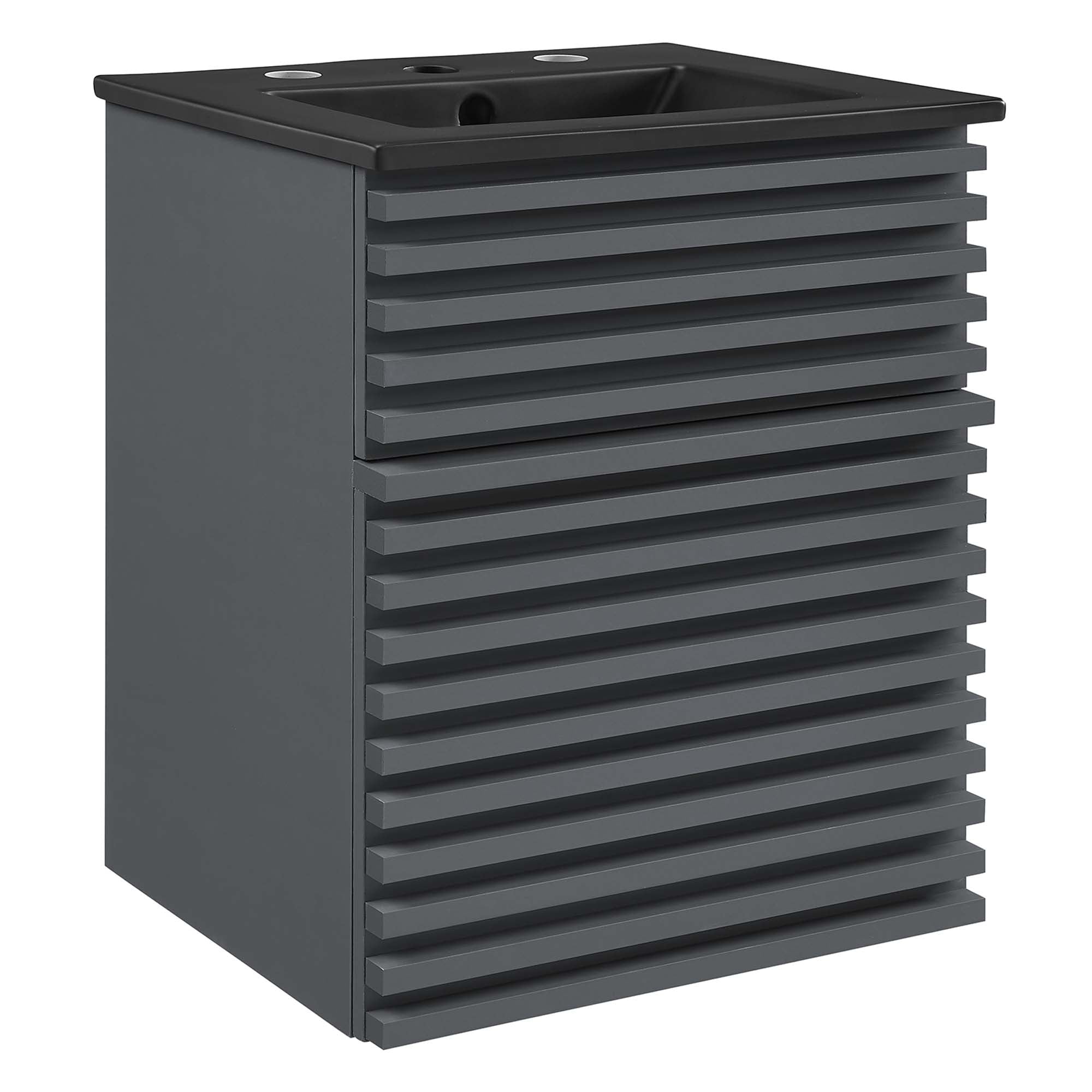 Render Wall-Mount Bathroom Vanity with Black Basin Included - EEI-5390-GRY-BLK