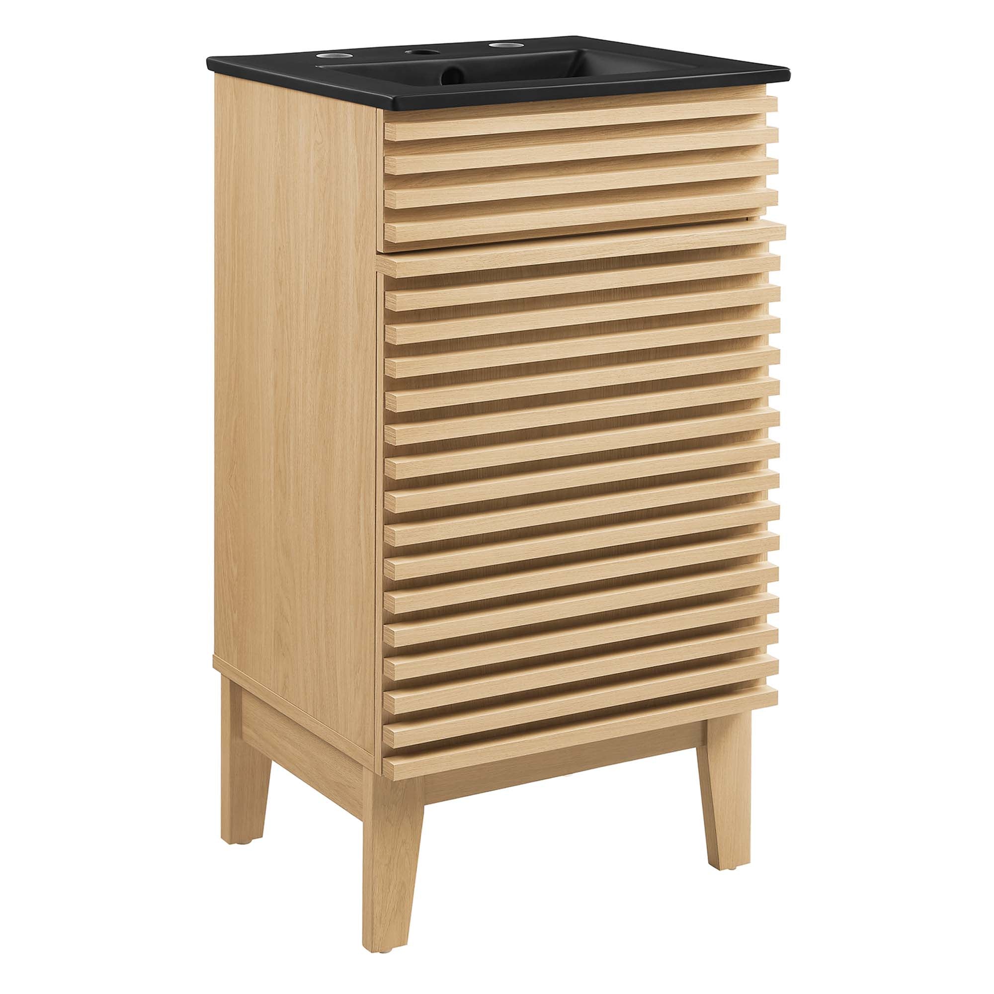 Render Bathroom Vanity with Black Basin Included - EEI-5391-OAK-BLK