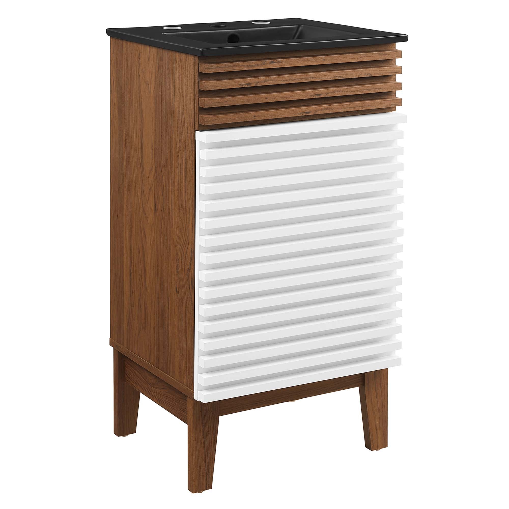 Render Bathroom Vanity with Black Basin Included - EEI-5391-WHI-WAL-BLK