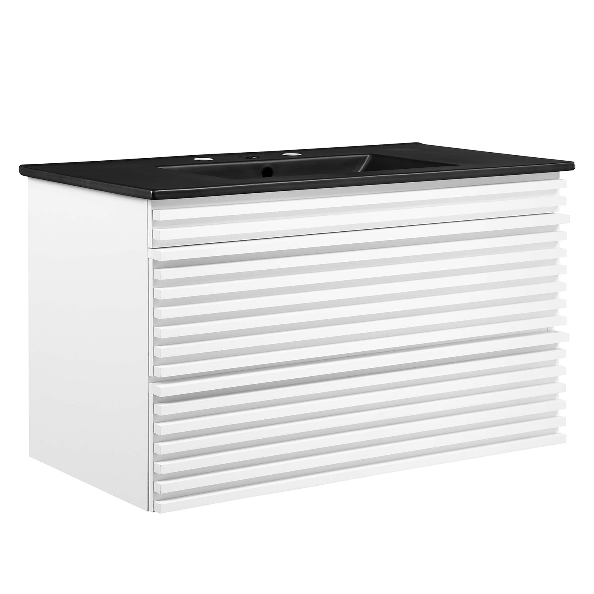 Render Wall-Mount Bathroom Vanity with Black Basin Included - EEI-5395-WHI-BLK