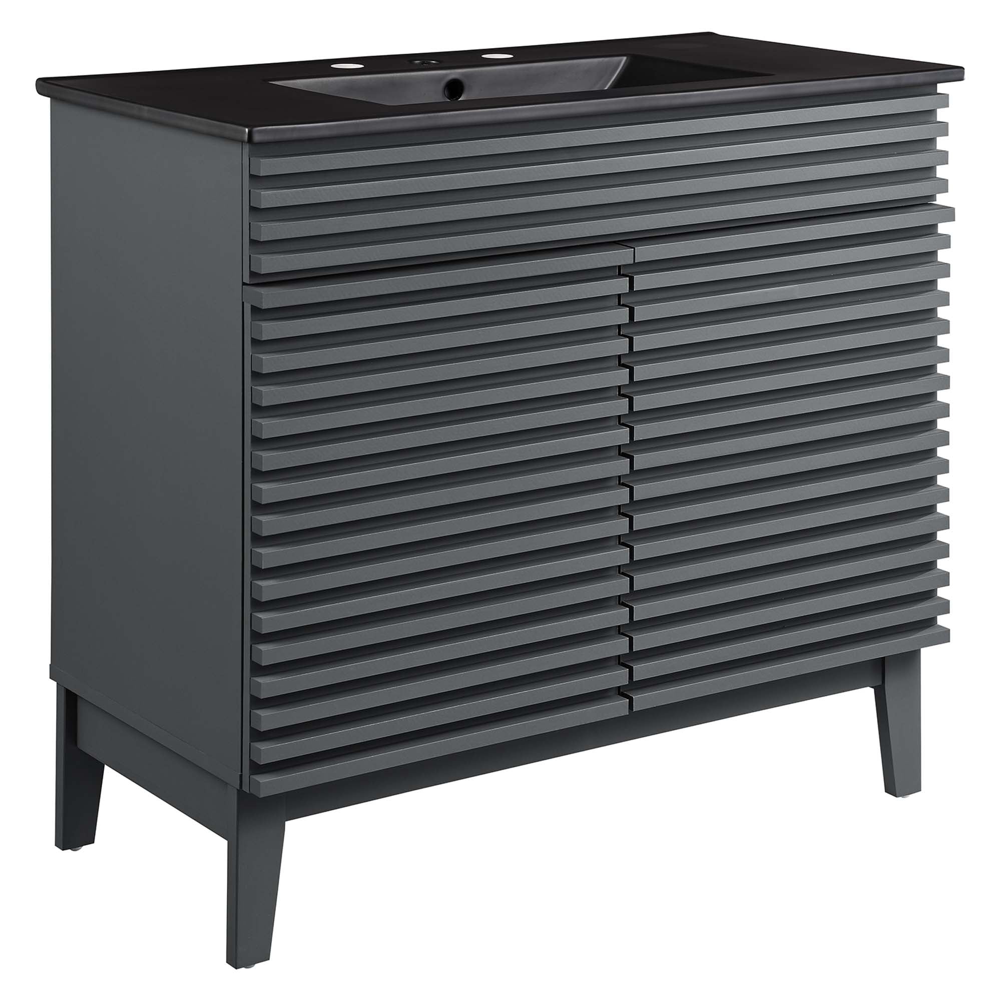 Render Bathroom Vanity with Black Basin Included - EEI-5396-GRY-BLK
