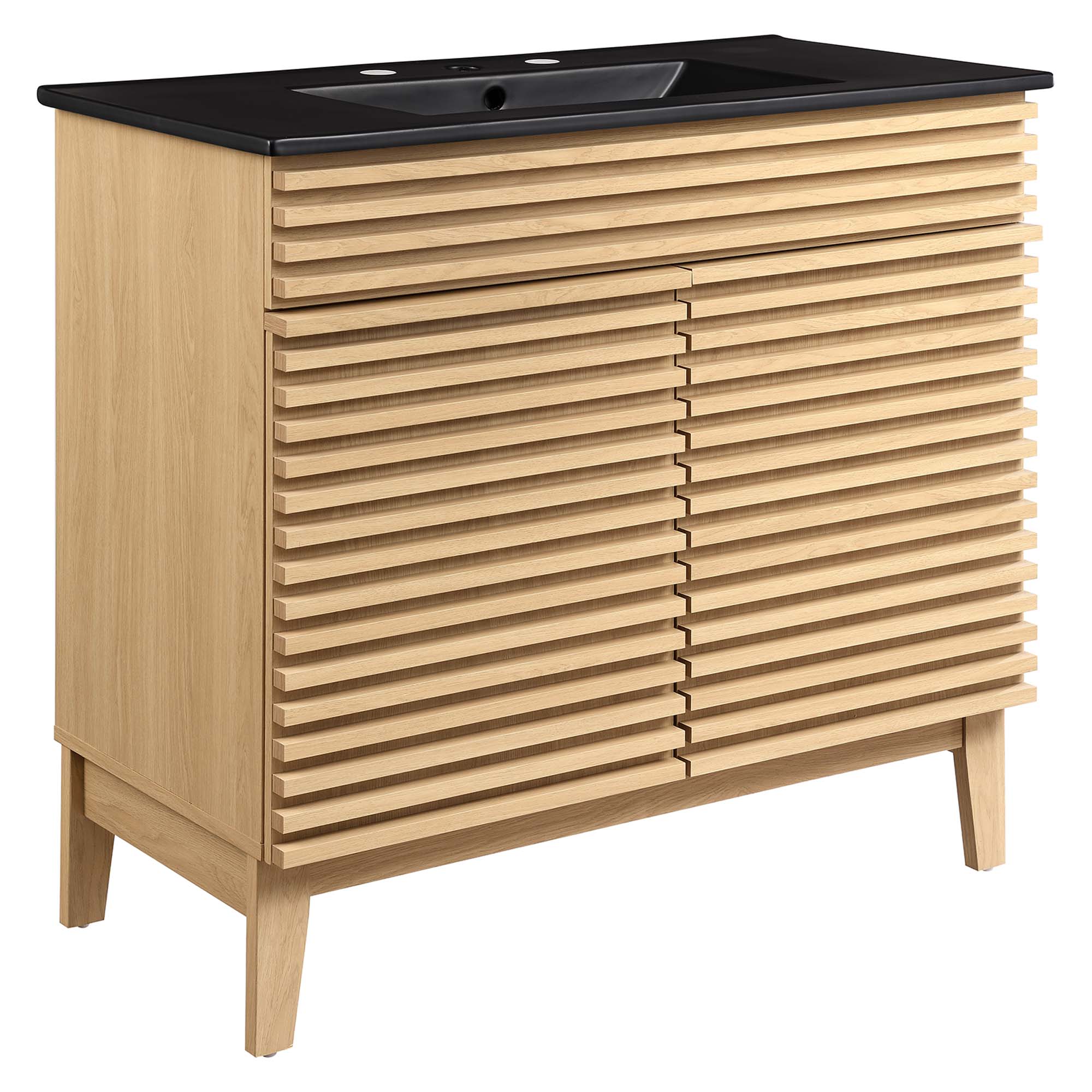 Render Bathroom Vanity with Black Basin Included - EEI-5396-OAK-BLK